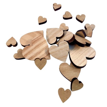 Sacchetto da 24 cuori di legno (3 misure)