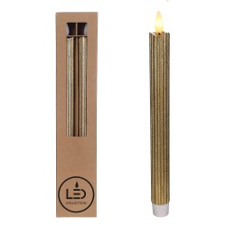 Lot de 2 bougies LED en paraffine dorée 2,1 x 25 cm