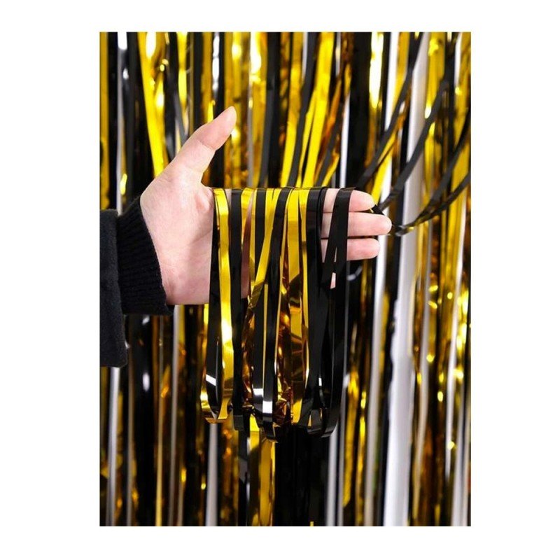 Tenda con frange metalliche, bicolore Nero/oro