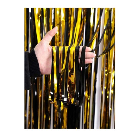 Tenda con frange metalliche, bicolore Nero/oro