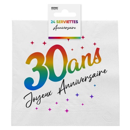 24 tovaglioli, 30 Ans, 3 veli, 33 x33 cm , multicolore