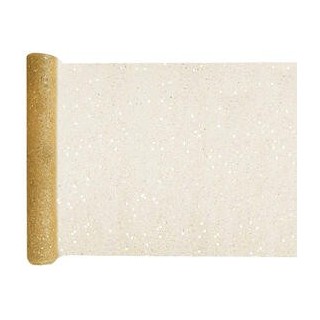 1 schlichter GoldfarbeTischläufer mit Pailletten