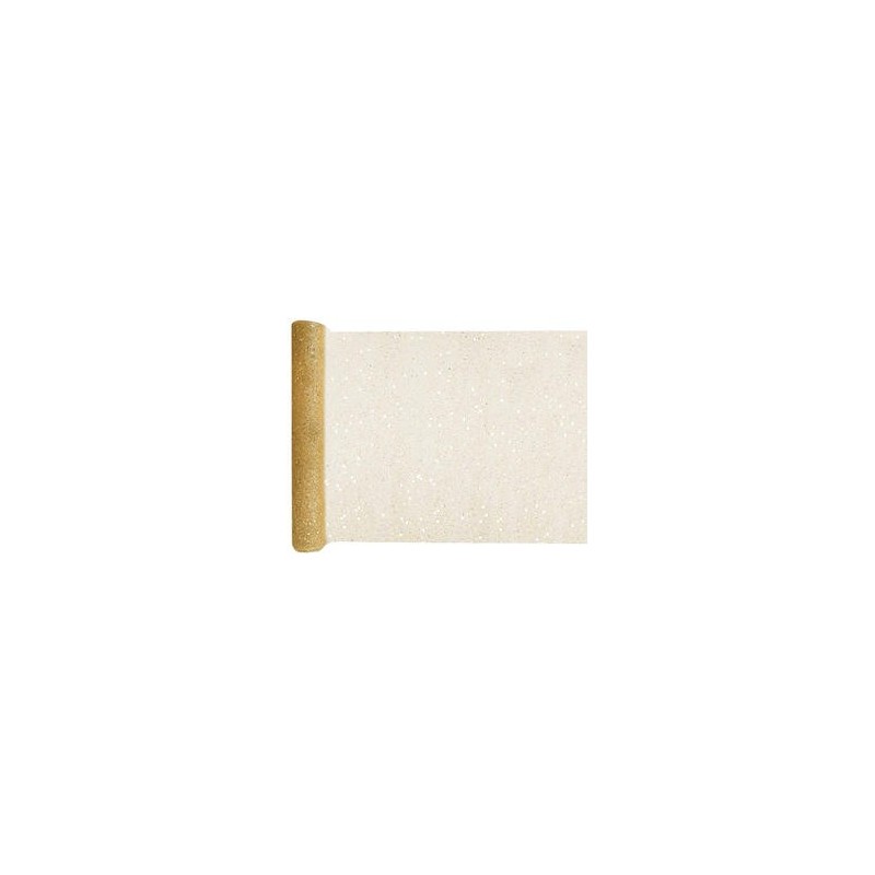 1 schlichter GoldfarbeTischläufer mit Pailletten