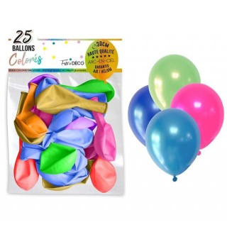 Sachet de 25 ballons chromé multicolore 30 cm