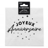 24 Serviettes, Joyeux Anniversaire, 3 plis, 33 x33 cm Noir/Blanc