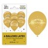 Beutel mit 6 metallisierten Luftballons „Happy Birthday“, goldfarben