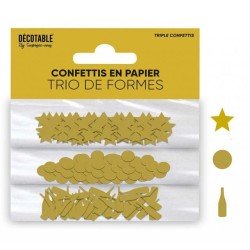 Trio de confettis en papier, Or
