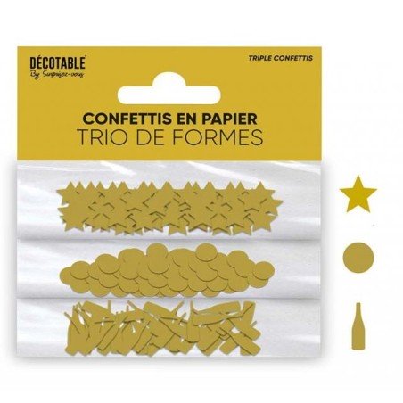 Trio de confettis en papier, Or