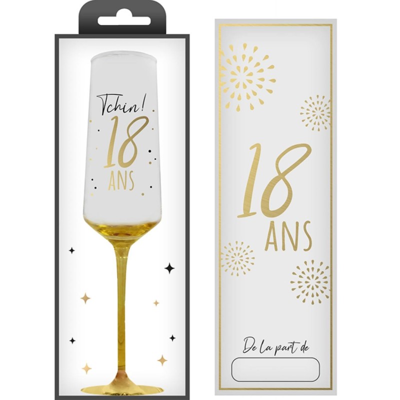 1 Champagnerglas mit Alter und Geschenkbox