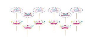 12 Cake toppers JOYEUX ANNIVERSAIRE 10 cm
