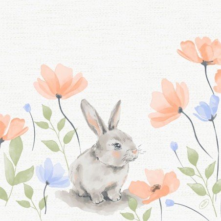 50 Serviettes ouate 40 x 40 cm Bunny Bloom
