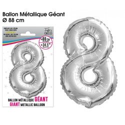 Ballon géant métallique Argent Chiffre 8