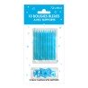 10 candele glitter con supporto,  blu