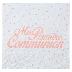Serviettes " Ma première Communion, 16,5 x 16,5 cm, 3plis,Corail