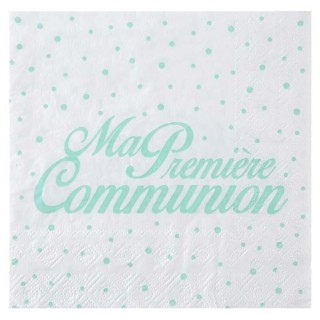 20 tovaglioli "Ma première communion", 16,5 x 16,5 cm, 3plis, menta