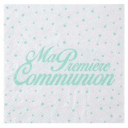 20 tovaglioli "Ma première communion", 16,5 x 16,5 cm, 3plis, menta