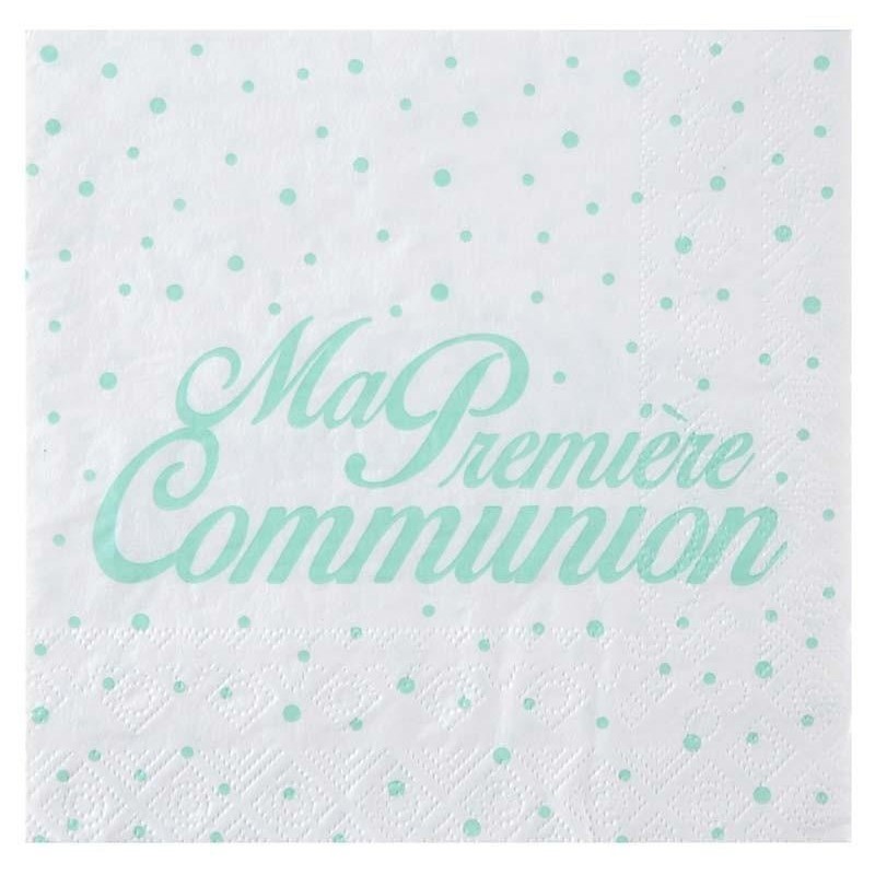 20 Handtücher "Ma première Communion, 16,5 x 16,5 cm, 3Plis, Mint