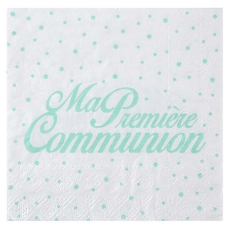 20 tovaglioli "Ma première communion", 16,5 x 16,5 cm, 3plis, menta