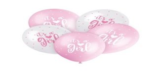 5 Ballons nacrés 30 cm assortis - It's a Girl