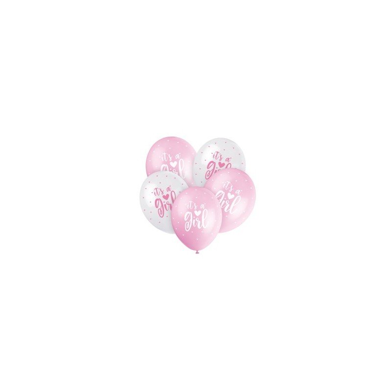 5 Ballons nacrés 30 cm assortis - It's a Girl