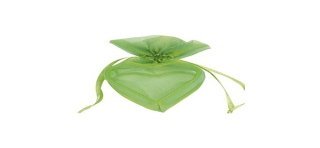 4 cuori, 5x5x3 cm, verde, organza e metallo.