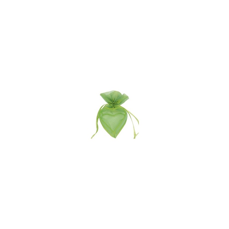 Sachet de 4 cœurs armurés, 5x5x3 cm, vert,organdi&métal Sachet de 4 cœurs armurés, 5x5x3 cm, vert,organdi&métal