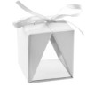 4 scatole regalo, bianche, 3,5x3,5x4 cm, cartone e pvc, nastro bianco 4 scatole regalo, bianche, 3,5x3,5x4 cm, cartone e pvc, nastro bianco