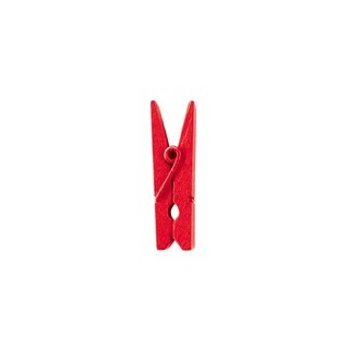 Mini pince en bois, 2,5 cm,sachet de 24 pièces,rouge