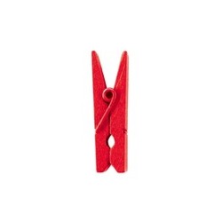 Mini pince en bois, 2,5 cm,sachet de 24 pièces,rouge