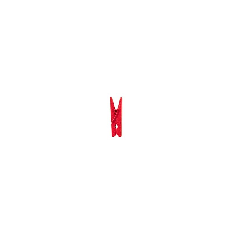 Mini pince en bois, 2,5 cm,sachet de 24 pièces,rouge
