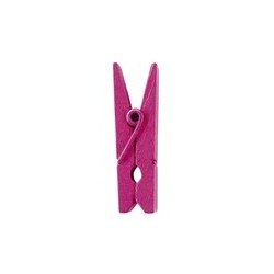 Mini pince en bois, 2,5 cm,sachet de 24 pièces, fuchsia