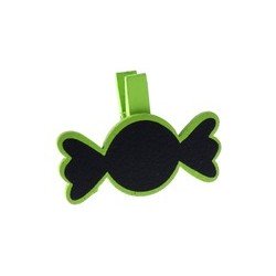 Bonbon sur pince, bois, 5 x 3,7 cm, sachet de 6 pièces, vert