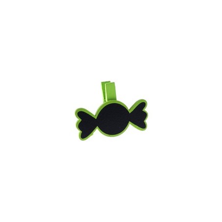 Bonbon sur pince, bois, 5 x 3,7 cm, sachet de 6 pièces, vert