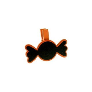 Bonbon sur pince, bois, 5 x 3,7 cm, sachet de 6 pièces, orange