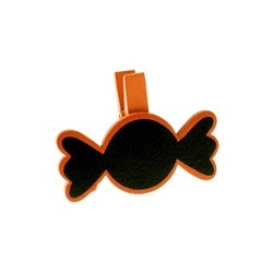 Bonbon sur pince, bois, 5 x 3,7 cm, sachet de 6 pièces, orange