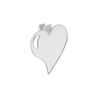 Miroir coeur sur pince, bois & miroir, 4 x 4 cm , sachet de 6 pièces, transparent