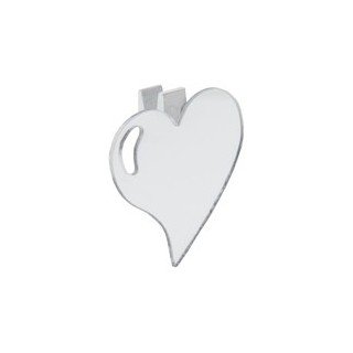 Miroir coeur sur pince, bois & miroir, 4 x 4 cm , sachet de 6 pièces, transparent