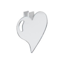 Miroir coeur sur pince, bois & miroir, 4 x 4 cm , sachet de 6 pièces, transparent