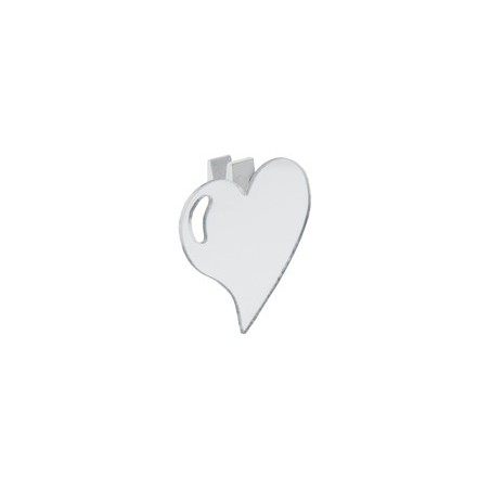 Miroir coeur sur pince, bois & miroir, 4 x 4 cm , sachet de 6 pièces, transparent