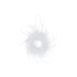 Couronne en plumes, plume, 10 cm, blanc, sachet de 1 pièce