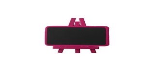 4 Ardoises sur pied, bois,6,7 x 4,5 cm, fuchsia