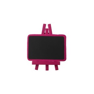 4 Ardoises sur pied, bois,6,7 x 4,5 cm, fuchsia