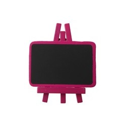 4 Ardoises sur pied, bois,6,7 x 4,5 cm, fuchsia