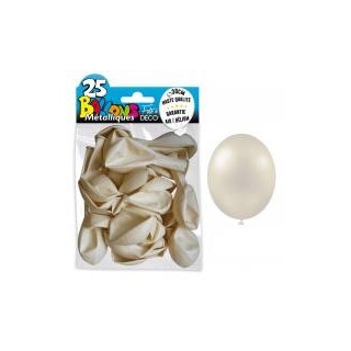 25 Ballons crystal, metallisiert, weiss
