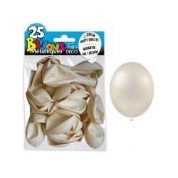 25 Ballons crystal, metallisiert, weiss