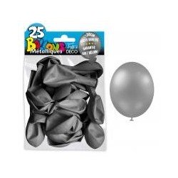 25 palloncini in metallo argento. D. 30cm