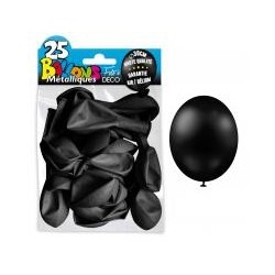 25 Ballons crystal, metallisiert, schwarz