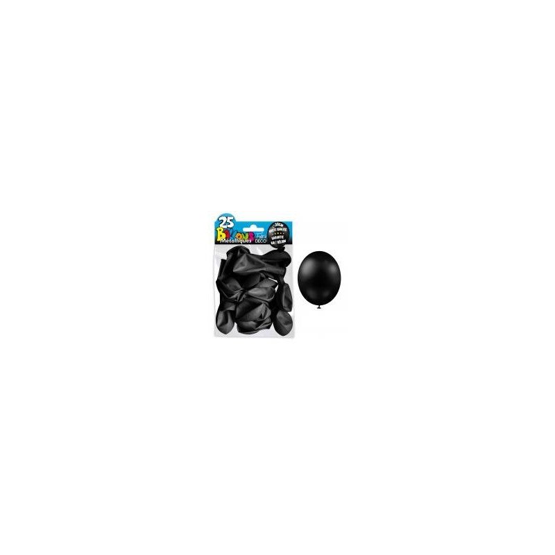 25 Ballons crystal, metallisiert, schwarz