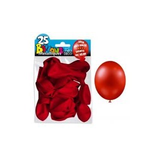25 Ballons crystal, metallisiert, rot