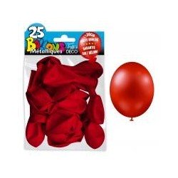 25 Ballons crystal, metallisiert, rot